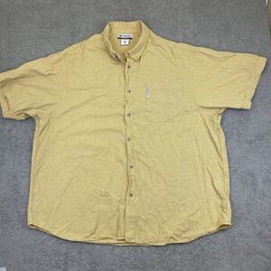 Columbia Men's Size 3XB‎ Button Down Short Sleeve Yellow Cotton Shirt